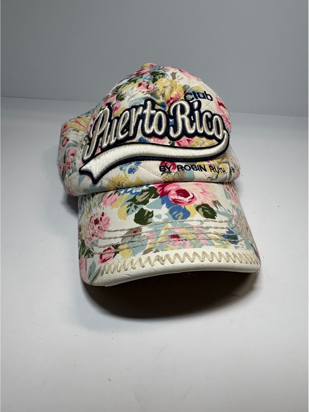 Robin Ruth Puerto Rico Club Floral Embroidered Baseball Cap Adjustable Hat